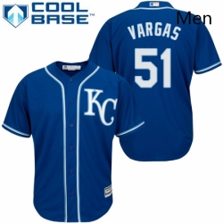 Mens Majestic Kansas City Royals 51 Jason Vargas Replica Blue Alternate 2 Cool Base MLB Jersey 