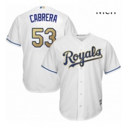 Mens Majestic Kansas City Royals 53 Melky Cabrera Replica White Home Cool Base MLB Jersey 