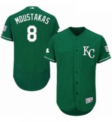Mens Majestic Kansas City Royals 8 Mike Moustakas Green Celtic Flexbase Authentic Collection MLB Jersey