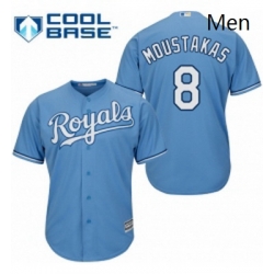 Mens Majestic Kansas City Royals 8 Mike Moustakas Replica Light Blue Alternate 1 Cool Base MLB Jersey