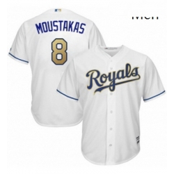 Mens Majestic Kansas City Royals 8 Mike Moustakas Replica White Home Cool Base MLB Jersey