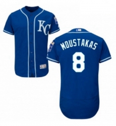 Mens Majestic Kansas City Royals 8 Mike Moustakas Royal Blue Alternate Flex Base Authentic Collection MLB Jersey