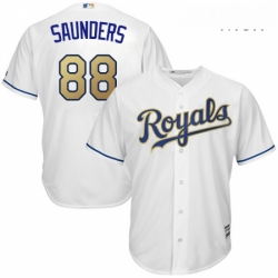 Mens Majestic Kansas City Royals 88 Michael Saunders Replica White Home Cool Base MLB Jersey 