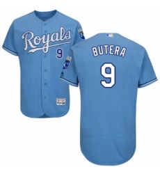 Mens Majestic Kansas City Royals 9 Drew Butera Light Blue Alternate Flex Base Authentic Collection MLB Jersey