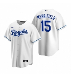 Mens Nike Kansas City Royals 15 Whit Merrifield White Home Stitched Baseball Jersey