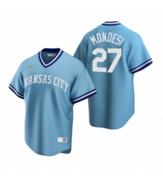 Mens Nike Kansas City Royals 27 Adalberto Mondesi Light Blue Cooperstown Collection Road Stitched Baseball Jersey