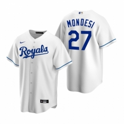 Mens Nike Kansas City Royals 27 Adalberto Mondesi White Home Stitched Baseball Jersey