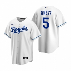 Mens Nike Kansas City Royals 5 George Brett White Home Stitched Baseball Jerse