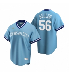 Mens Nike Kansas City Royals 56 Brad Keller Light Blue Cooperstown Collection Road Stitched Baseball Jersey
