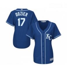 Womens Kansas City Royals 17 Hunter Dozier Replica Blue Alternate 2 Cool Base Baseball Jersey 