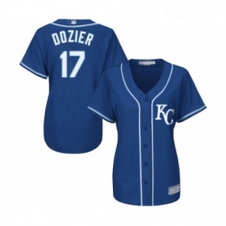 Womens Kansas City Royals 17 Hunter Dozier Replica Blue Alternate 2 Cool Base Baseball Jersey 