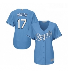 Womens Kansas City Royals 17 Hunter Dozier Replica Light Blue Alternate 1 Cool Base Baseball Jersey 