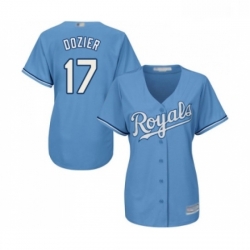 Womens Kansas City Royals 17 Hunter Dozier Replica Light Blue Alternate 1 Cool Base Baseball Jersey 