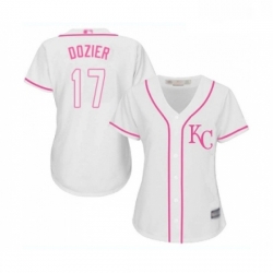 Womens Kansas City Royals 17 Hunter Dozier Replica White Fashion Cool Base Baseball Jersey 