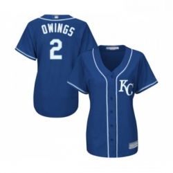 Womens Kansas City Royals 2 Chris Owings Replica Blue Alternate 2 Cool Base Baseball Jersey 