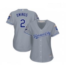 Womens Kansas City Royals 2 Chris Owings Replica Grey Road Cool Base Baseball Jersey 