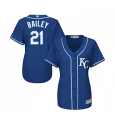 Womens Kansas City Royals 21 Homer Bailey Replica Blue Alternate 2 Cool Base Baseball Jersey 