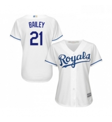 Womens Kansas City Royals 21 Homer Bailey Replica White Home Cool Base Baseball Jersey 