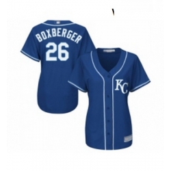 Womens Kansas City Royals 26 Brad Boxberger Replica Blue Alternate 2 Cool Base Baseball Jersey 