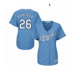 Womens Kansas City Royals 26 Brad Boxberger Replica Light Blue Alternate 1 Cool Base Baseball Jersey 