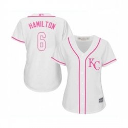 Womens Kansas City Royals 6 Billy Hamilton Replica White Fashion Cool Base Baseball Jersey 