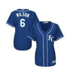 Womens Kansas City Royals 6 Willie Wilson Replica Blue Alternate 2 Cool Base Baseball Jersey 