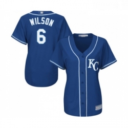 Womens Kansas City Royals 6 Willie Wilson Replica Blue Alternate 2 Cool Base Baseball Jersey 