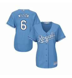 Womens Kansas City Royals 6 Willie Wilson Replica Light Blue Alternate 1 Cool Base Baseball Jersey 
