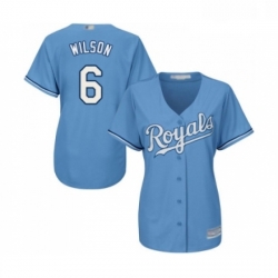 Womens Kansas City Royals 6 Willie Wilson Replica Light Blue Alternate 1 Cool Base Baseball Jersey 