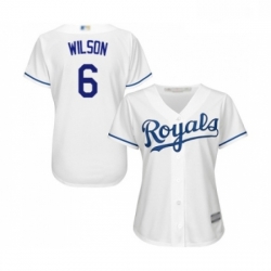 Womens Kansas City Royals 6 Willie Wilson Replica White Home Cool Base Baseball Jersey 