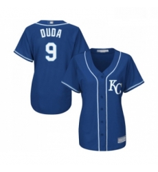 Womens Kansas City Royals 9 Lucas Duda Replica Blue Alternate 2 Cool Base Baseball Jersey 
