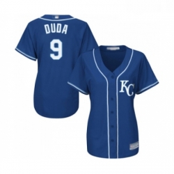 Womens Kansas City Royals 9 Lucas Duda Replica Blue Alternate 2 Cool Base Baseball Jersey 