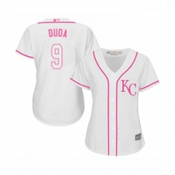 Womens Kansas City Royals 9 Lucas Duda Replica White Fashion Cool Base Baseball Jersey 