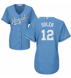 Womens Majestic Kansas City Royals 12 Jorge Soler Replica Light Blue Alternate 1 Cool Base MLB Jersey