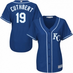 Womens Majestic Kansas City Royals 19 Cheslor Cuthbert Authentic Blue Alternate 2 Cool Base MLB Jersey 