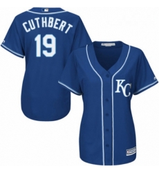 Womens Majestic Kansas City Royals 19 Cheslor Cuthbert Replica Blue Alternate 2 Cool Base MLB Jersey 