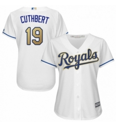 Womens Majestic Kansas City Royals 19 Cheslor Cuthbert Replica White Home Cool Base MLB Jersey 