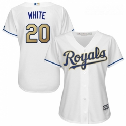 Womens Majestic Kansas City Royals 20 Frank White Authentic White Home Cool Base MLB Jersey