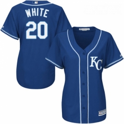 Womens Majestic Kansas City Royals 20 Frank White Replica Blue Alternate 2 Cool Base MLB Jersey