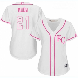 Womens Majestic Kansas City Royals 21 Lucas Duda Authentic White Fashion Cool Base MLB Jersey 