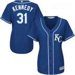 Womens Majestic Kansas City Royals 31 Ian Kennedy Authentic Blue Alternate 2 Cool Base MLB Jersey