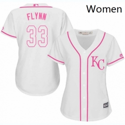 Womens Majestic Kansas City Royals 33 Brian Flynn Authentic White Fashion Cool Base MLB Jersey 