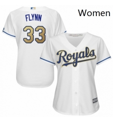 Womens Majestic Kansas City Royals 33 Brian Flynn Authentic White Home Cool Base MLB Jersey 