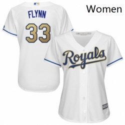Womens Majestic Kansas City Royals 33 Brian Flynn Authentic White Home Cool Base MLB Jersey 