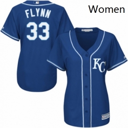 Womens Majestic Kansas City Royals 33 Brian Flynn Replica Blue Alternate 2 Cool Base MLB Jersey 