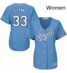 Womens Majestic Kansas City Royals 33 Brian Flynn Replica Light Blue Alternate 1 Cool Base MLB Jersey 