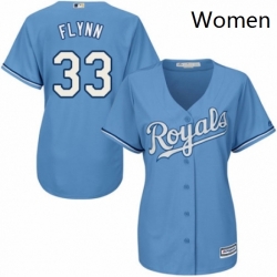 Womens Majestic Kansas City Royals 33 Brian Flynn Replica Light Blue Alternate 1 Cool Base MLB Jersey 