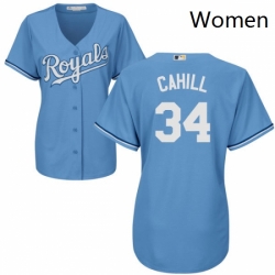 Womens Majestic Kansas City Royals 34 Trevor Cahill Authentic Light Blue Alternate 1 Cool Base MLB Jersey 