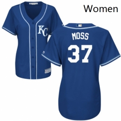 Womens Majestic Kansas City Royals 37 Brandon Moss Authentic Blue Alternate 2 Cool Base MLB Jersey