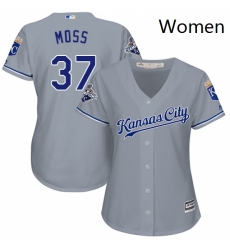 Womens Majestic Kansas City Royals 37 Brandon Moss Authentic Grey Road Cool Base MLB Jersey